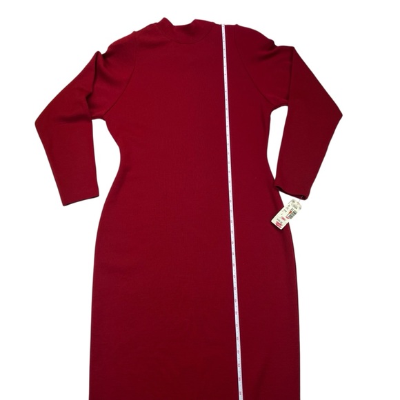 Andrea Jovine NWT 80’s Luxury 100% Wool Bodycon Dress Red Midi Vintage Size S - Picture 11 of 15